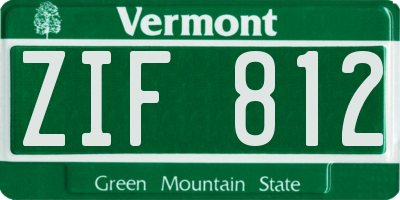 VT license plate ZIF812