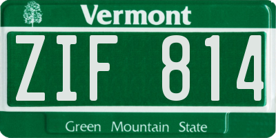 VT license plate ZIF814