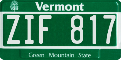 VT license plate ZIF817