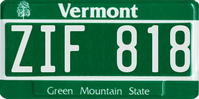VT license plate ZIF818