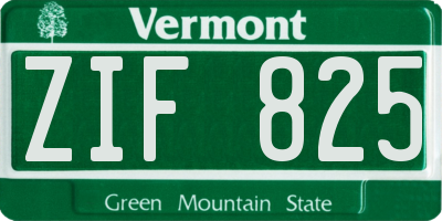 VT license plate ZIF825