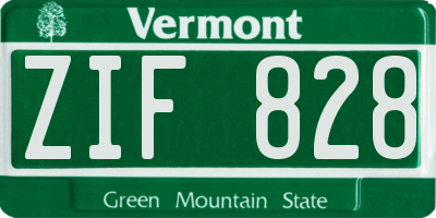 VT license plate ZIF828