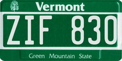 VT license plate ZIF830