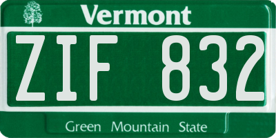 VT license plate ZIF832