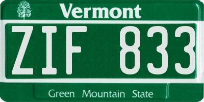 VT license plate ZIF833