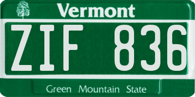 VT license plate ZIF836