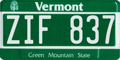 VT license plate ZIF837