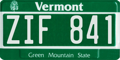 VT license plate ZIF841