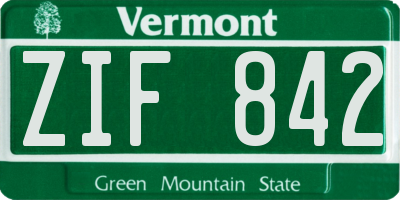 VT license plate ZIF842