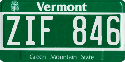 VT license plate ZIF846
