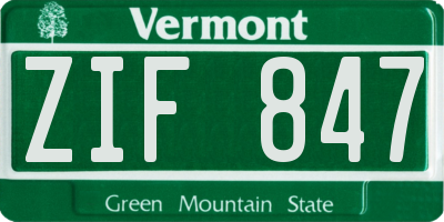 VT license plate ZIF847