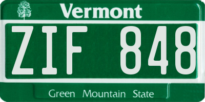 VT license plate ZIF848