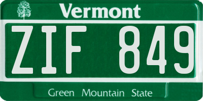 VT license plate ZIF849