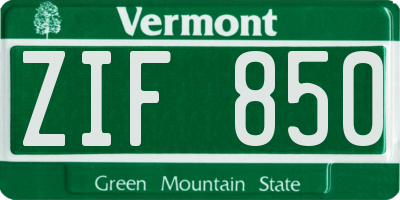 VT license plate ZIF850