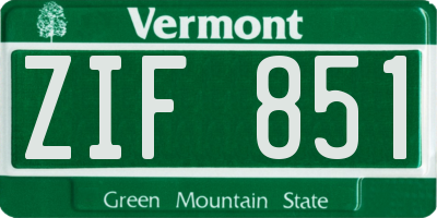 VT license plate ZIF851