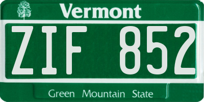 VT license plate ZIF852
