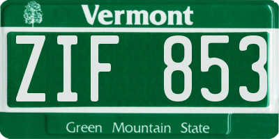 VT license plate ZIF853
