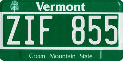 VT license plate ZIF855