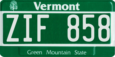VT license plate ZIF858