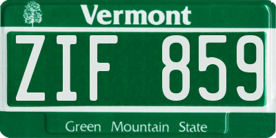 VT license plate ZIF859