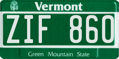 VT license plate ZIF860