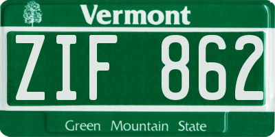 VT license plate ZIF862