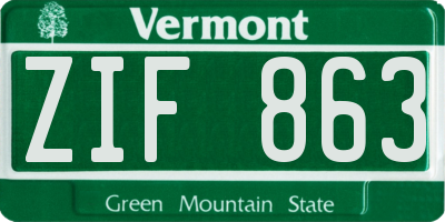 VT license plate ZIF863