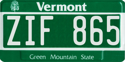 VT license plate ZIF865