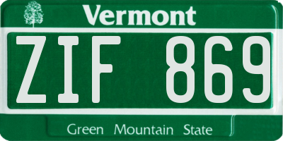 VT license plate ZIF869