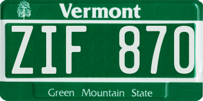 VT license plate ZIF870