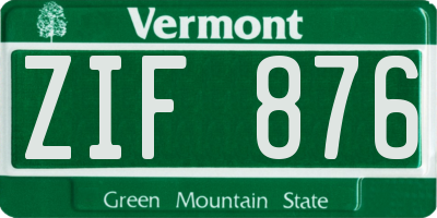 VT license plate ZIF876