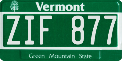 VT license plate ZIF877