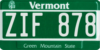 VT license plate ZIF878