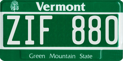 VT license plate ZIF880