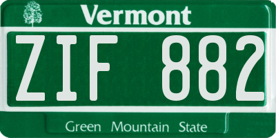 VT license plate ZIF882