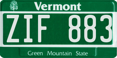 VT license plate ZIF883