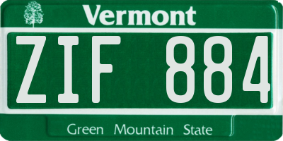 VT license plate ZIF884