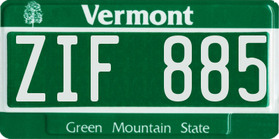 VT license plate ZIF885