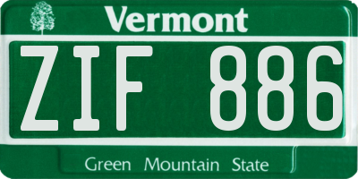 VT license plate ZIF886