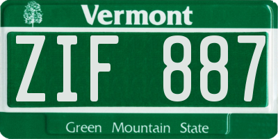 VT license plate ZIF887