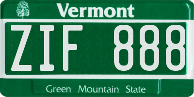 VT license plate ZIF888