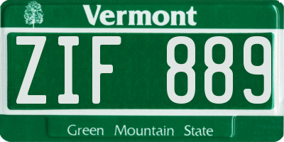 VT license plate ZIF889