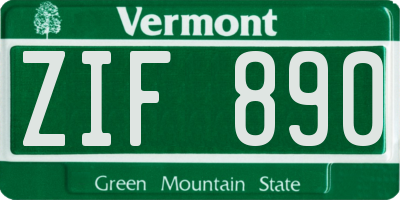 VT license plate ZIF890