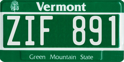 VT license plate ZIF891