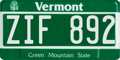 VT license plate ZIF892