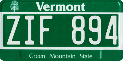 VT license plate ZIF894