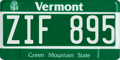 VT license plate ZIF895