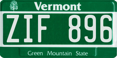 VT license plate ZIF896