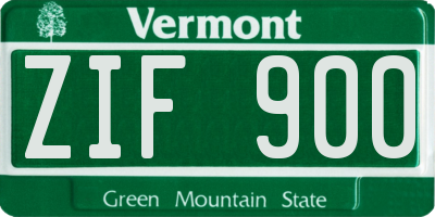 VT license plate ZIF900