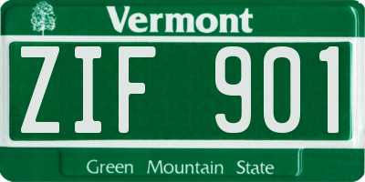VT license plate ZIF901
